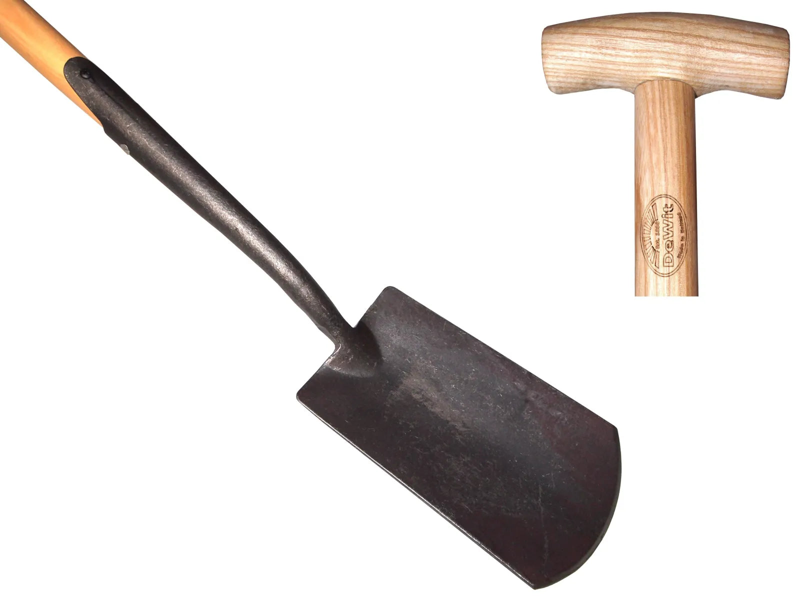 Zwanehals spade met lip essen steel 750mm