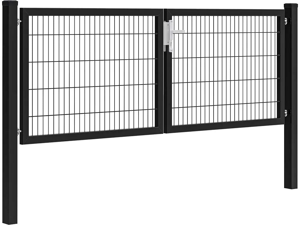 Hillfence met. dubbele poort Premium+slot 300x100cm zwart