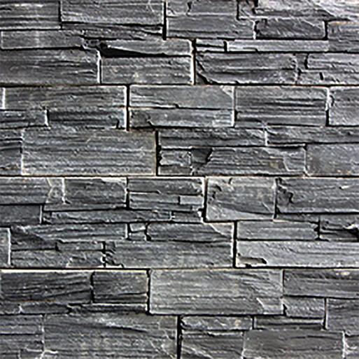 Natuursteen Black Slate XL steenstrip eind/hoekstuk 45/15x15x2-3,5 cm.