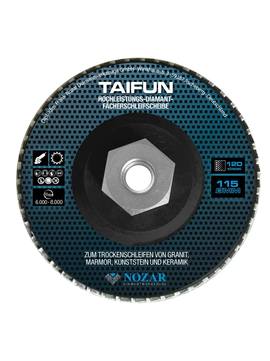 Taifun Diamant Lamellenschijf D115/M14 K120 Zwart
